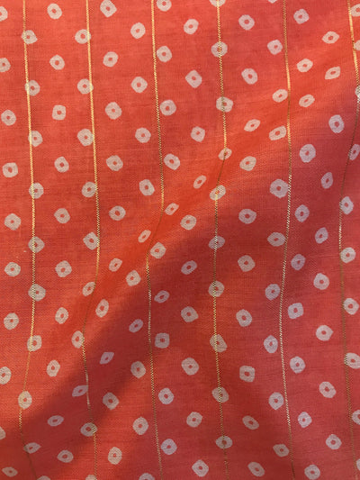 Peach Polka Dots Lurex Viscose Sik Fabric (Wholesale)