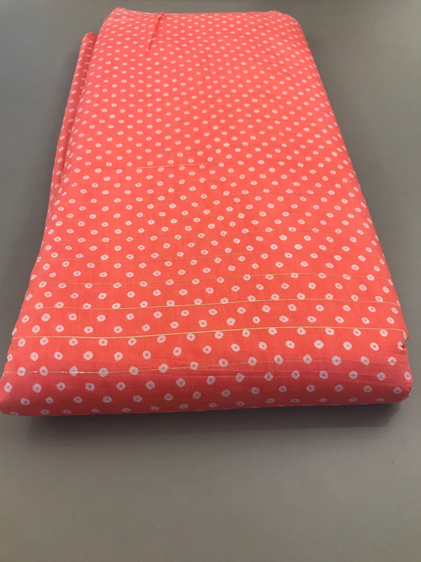 Peach Polka Dots Lurex Viscose Sik Fabric (Wholesale)