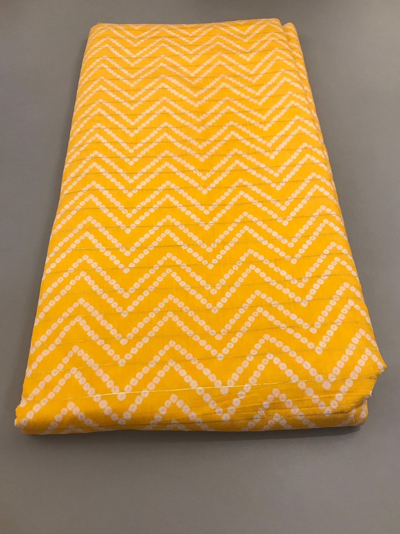 Yellow Chevron Lurex SIlk Fabric (Wholesale)