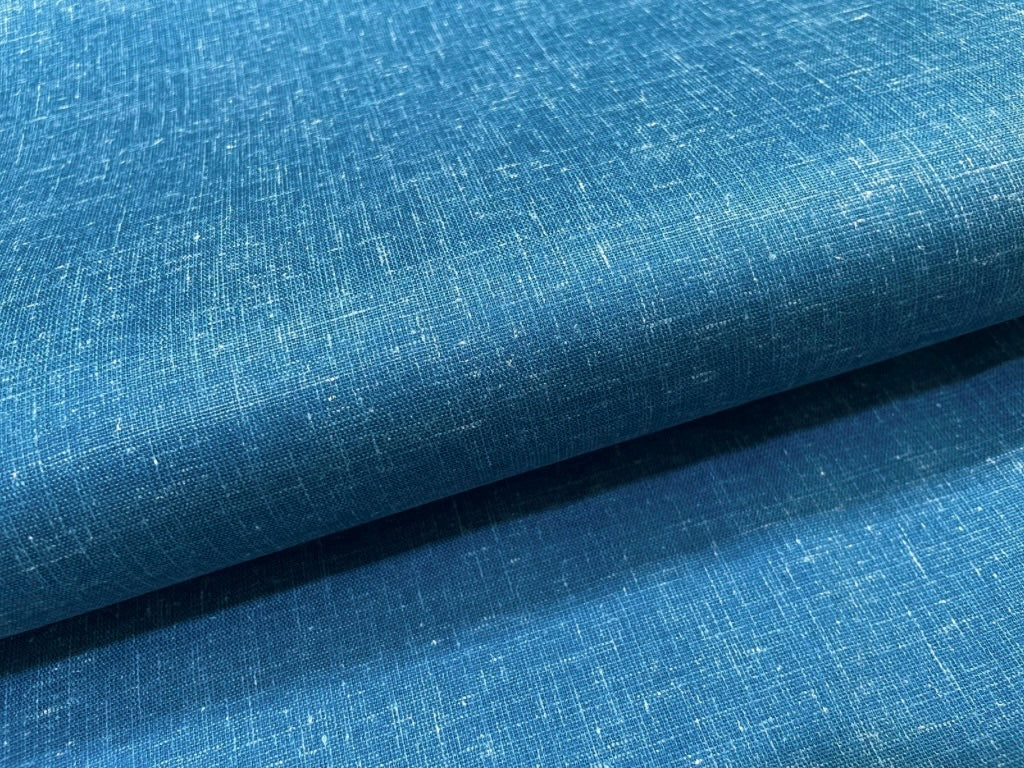 Peacock Blue Plain Cotton Linen Fabric