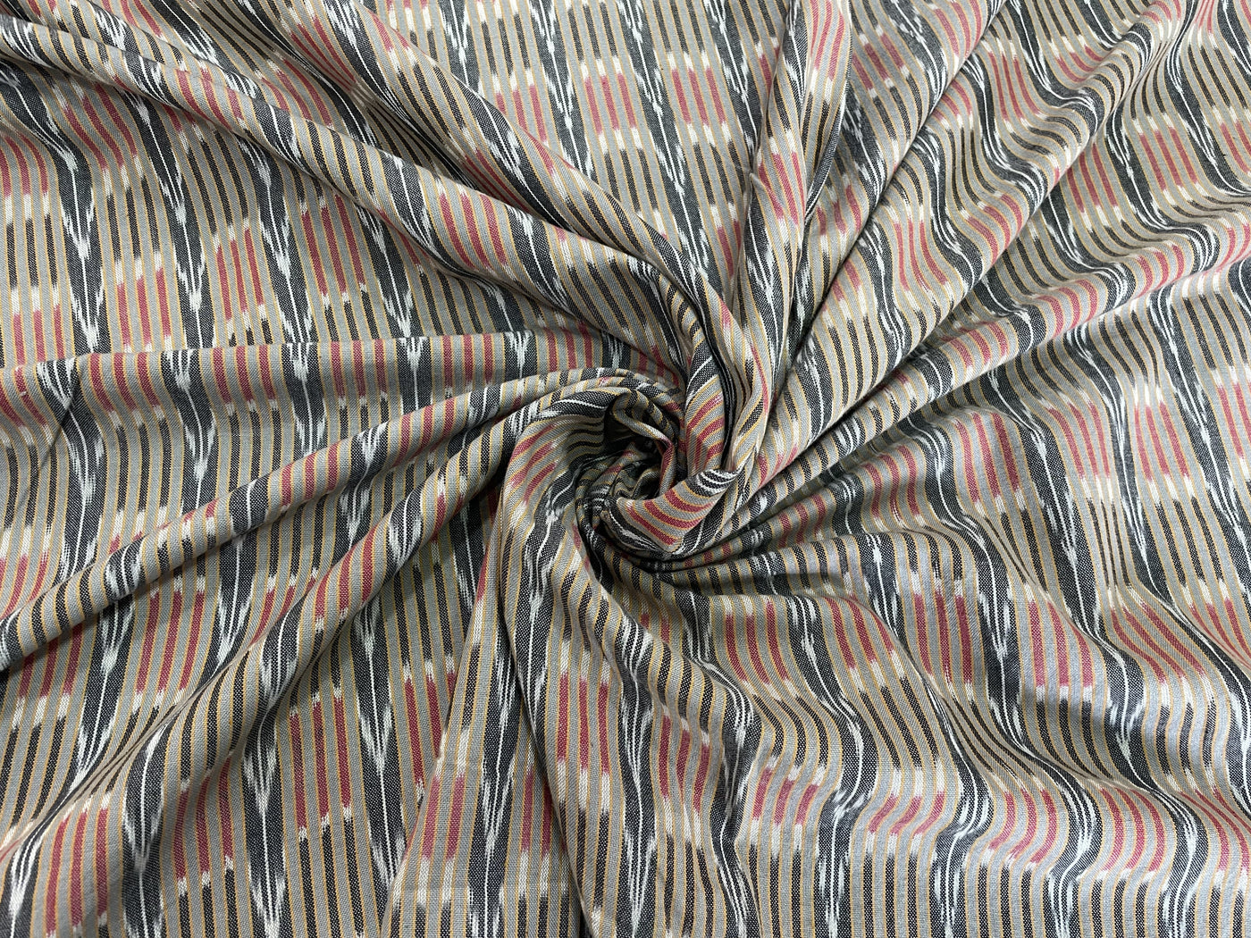 Multicolor Stripes Handloom Woven Ikat Cotton Fabric