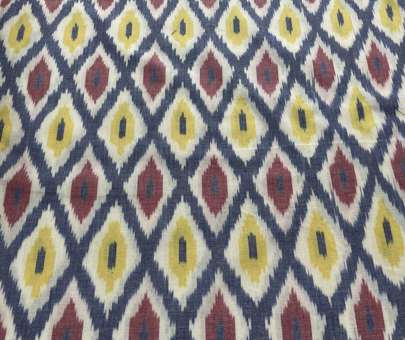 Multicolor Geometric Handloom Ikat Cotton Fabric