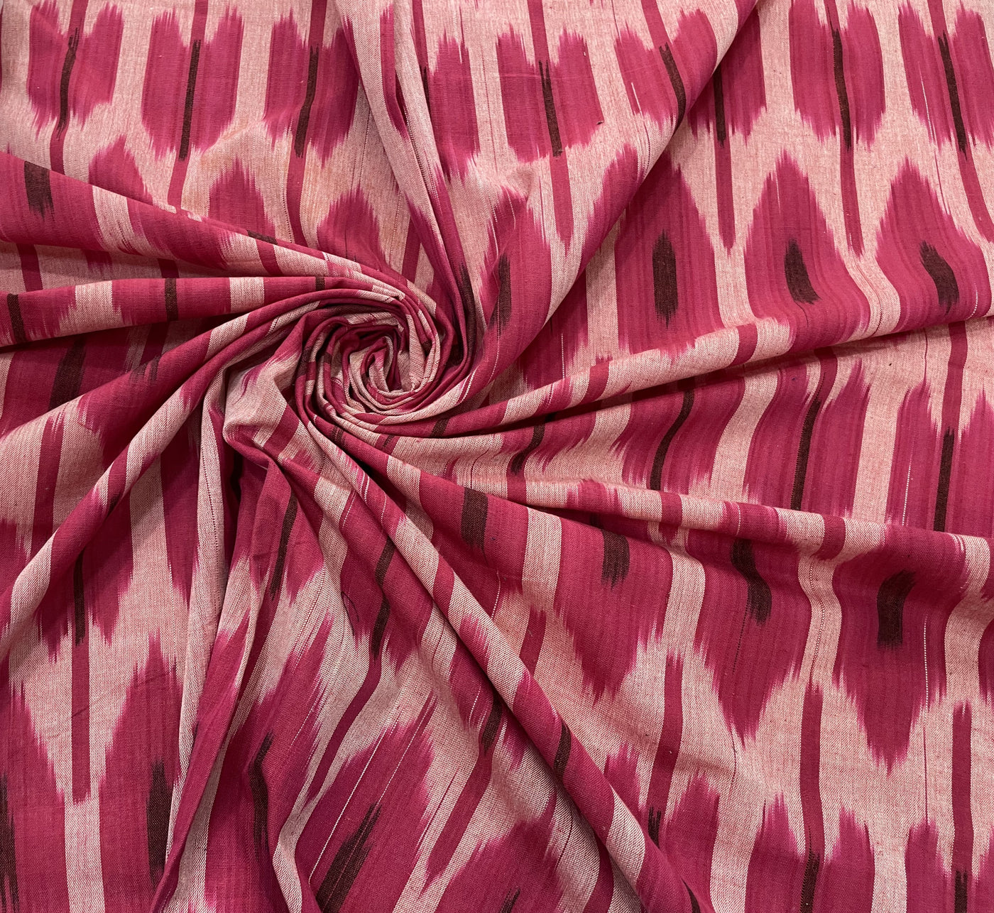 Pink & Peach Traditional Handloom Ikat Cotton Fabric