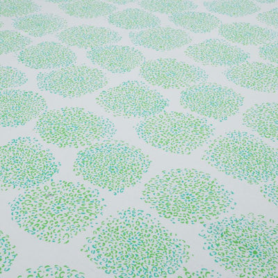 Green & White Motifs Printed Cotton Rayon Fabric