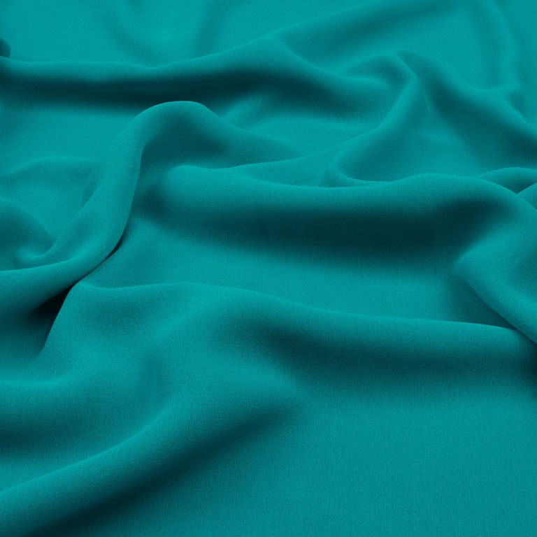 Peacock Blue Plain Faux Georgette Fabric