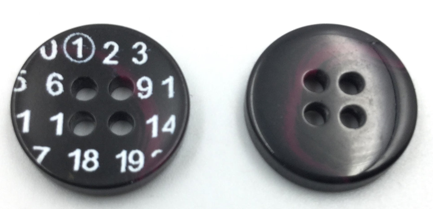 Black & Purple Circular 4 Hole Plastic Buttons