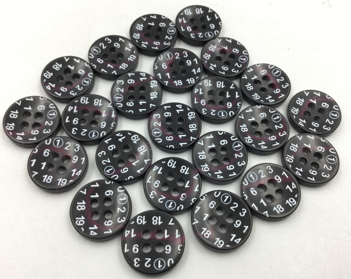 Black & Purple Circular 4 Hole Plastic Buttons