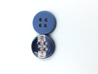 4-Hole Navy Blue Circular Glossy Shirt Button