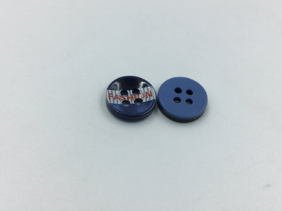 4-Hole Navy Blue Circular Glossy Shirt Button