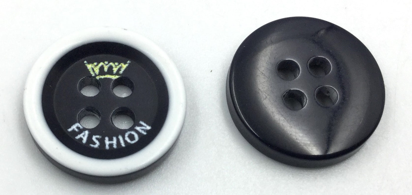 Black & White Circular 4 Hole Plastic Buttons