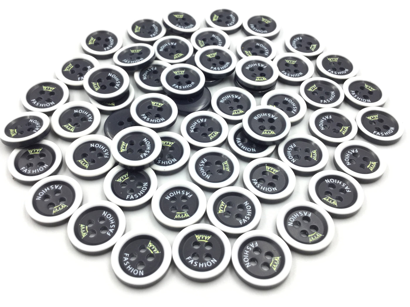 Black & White Circular 4 Hole Plastic Buttons