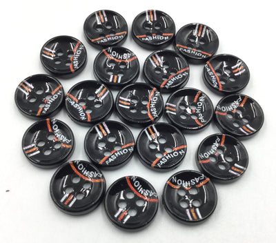 Black & Orange Circular Polyester Buttons