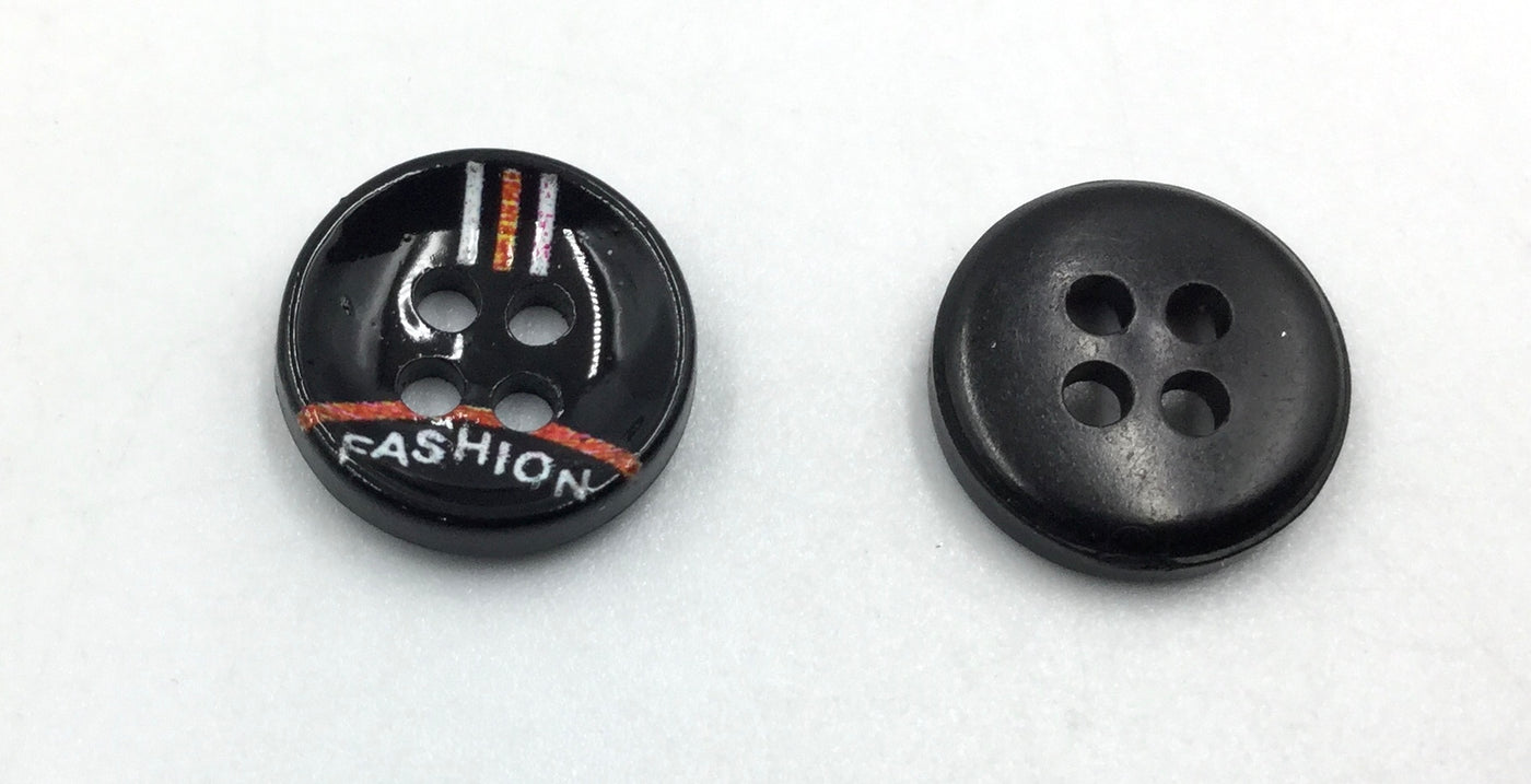 Black & Orange Circular Polyester Buttons