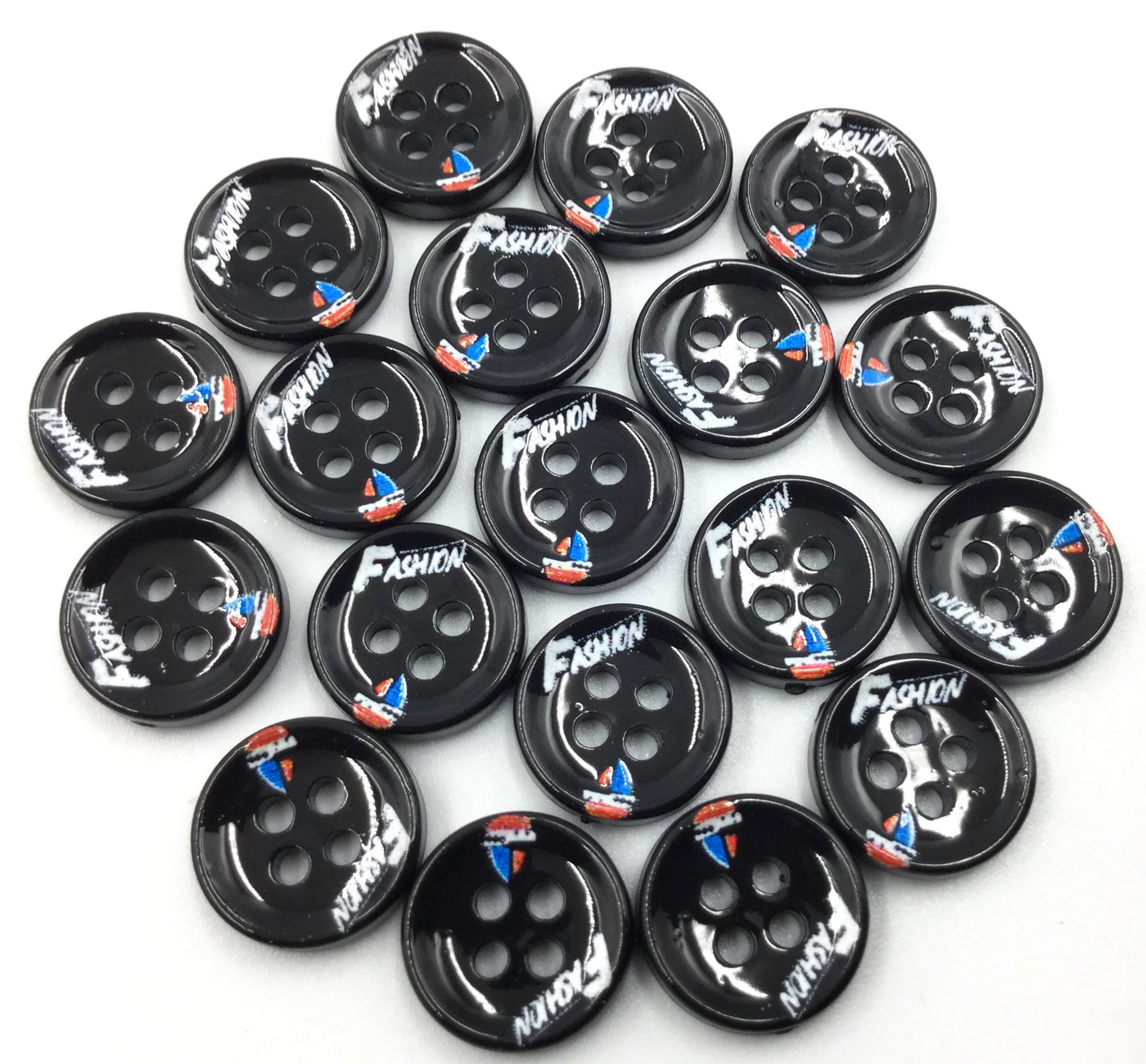 Black Circular Polyester Buttons