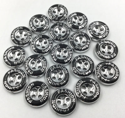 Black & Silver Circular Polyester Buttons