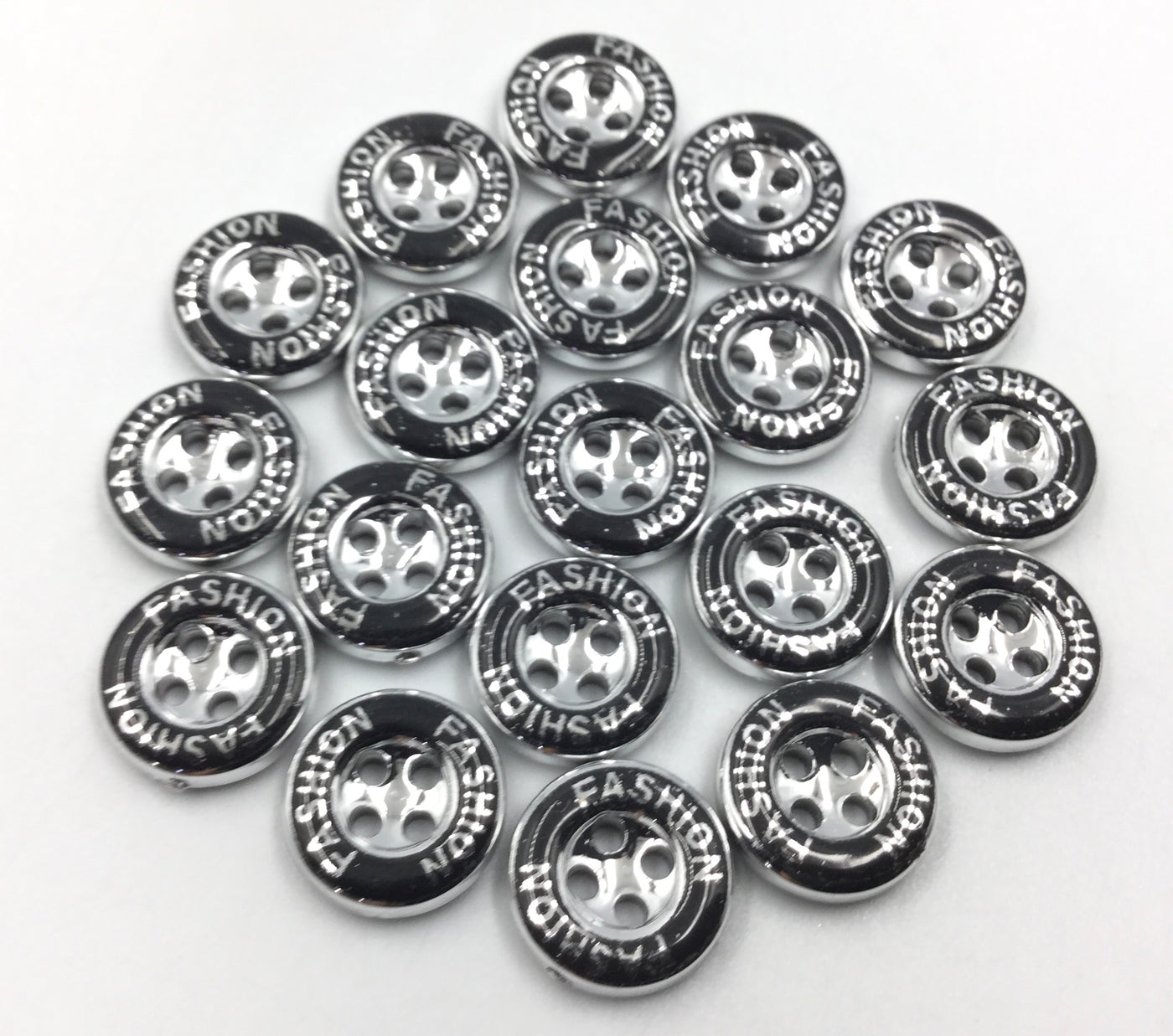 Black & Silver Circular Polyester Buttons