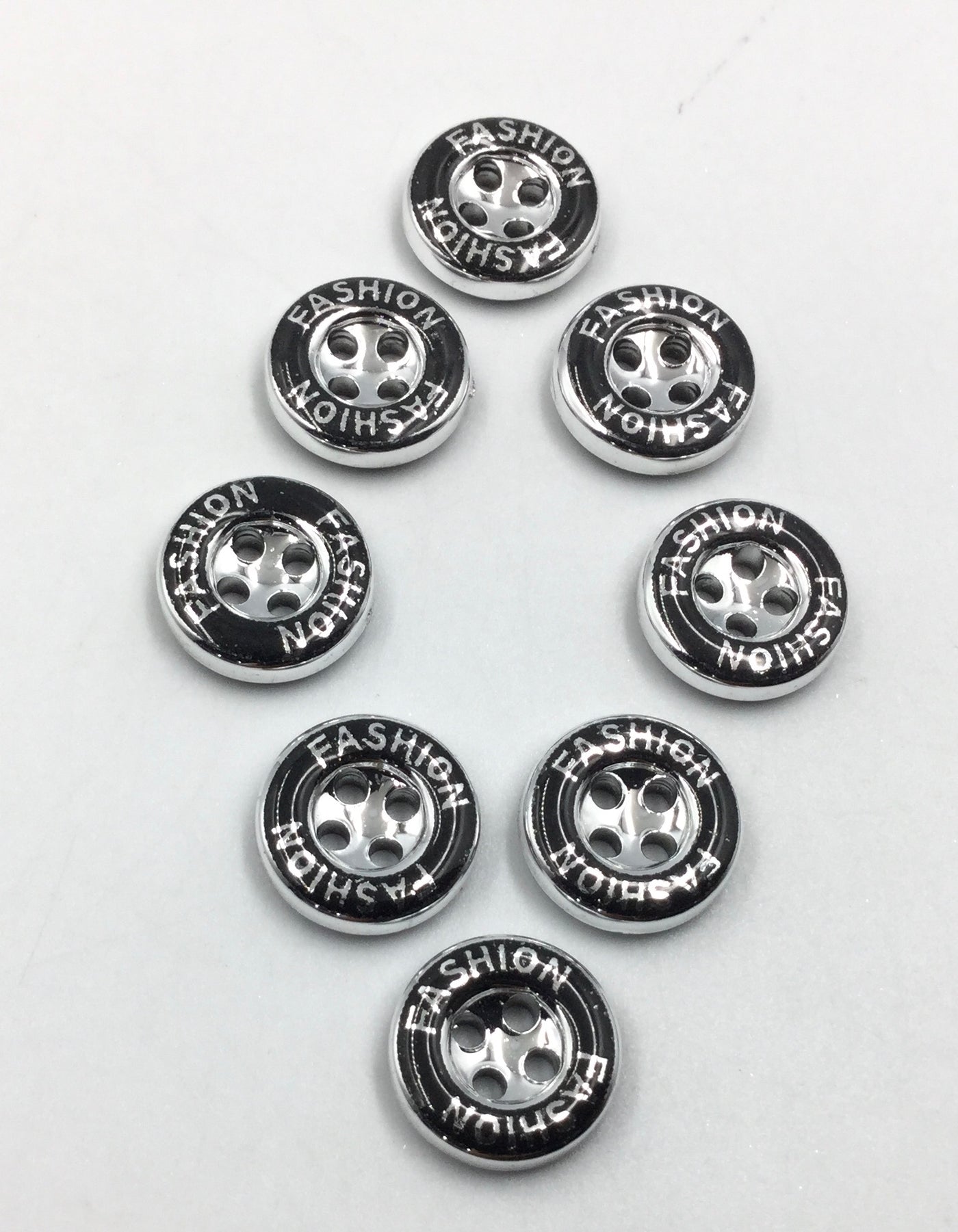 Black & Silver Circular Polyester Buttons