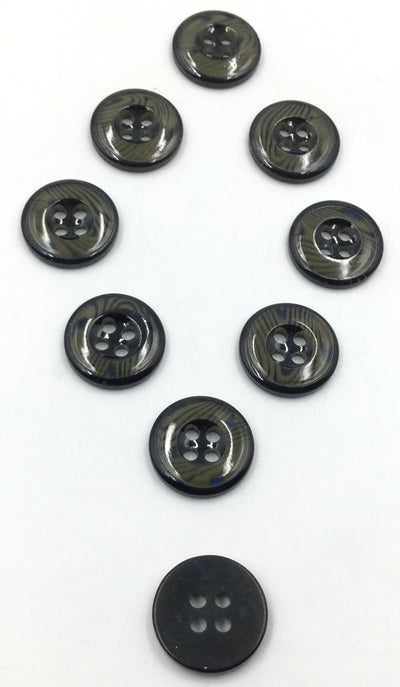 Black Circular Polyester Button