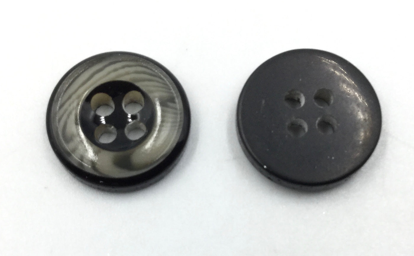 Black & Gray Circular Polyester Button