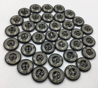 Black & Gray Circular Polyester Button