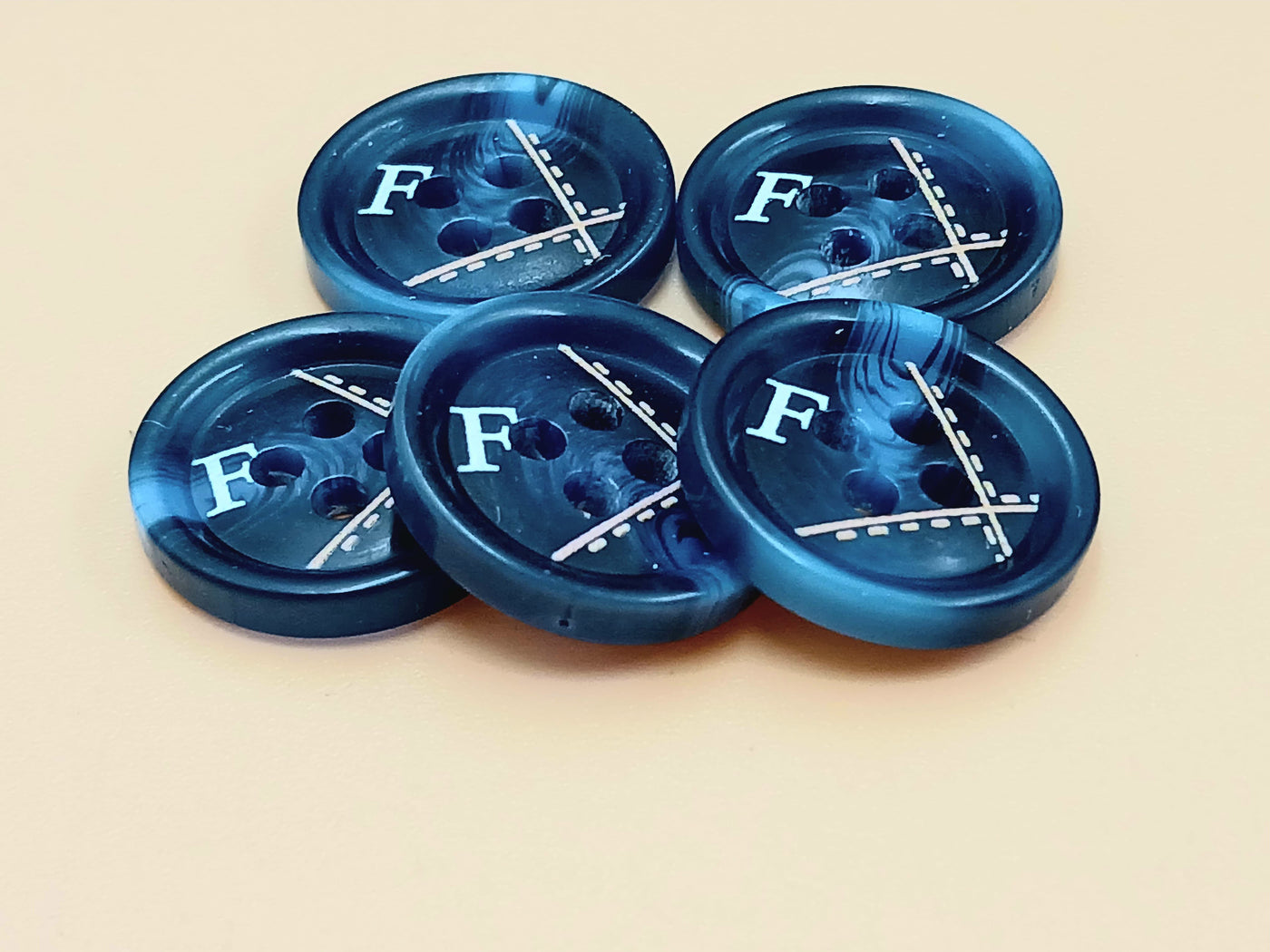 Navy Blue Circular Four Hole Polyester Buttons 28L