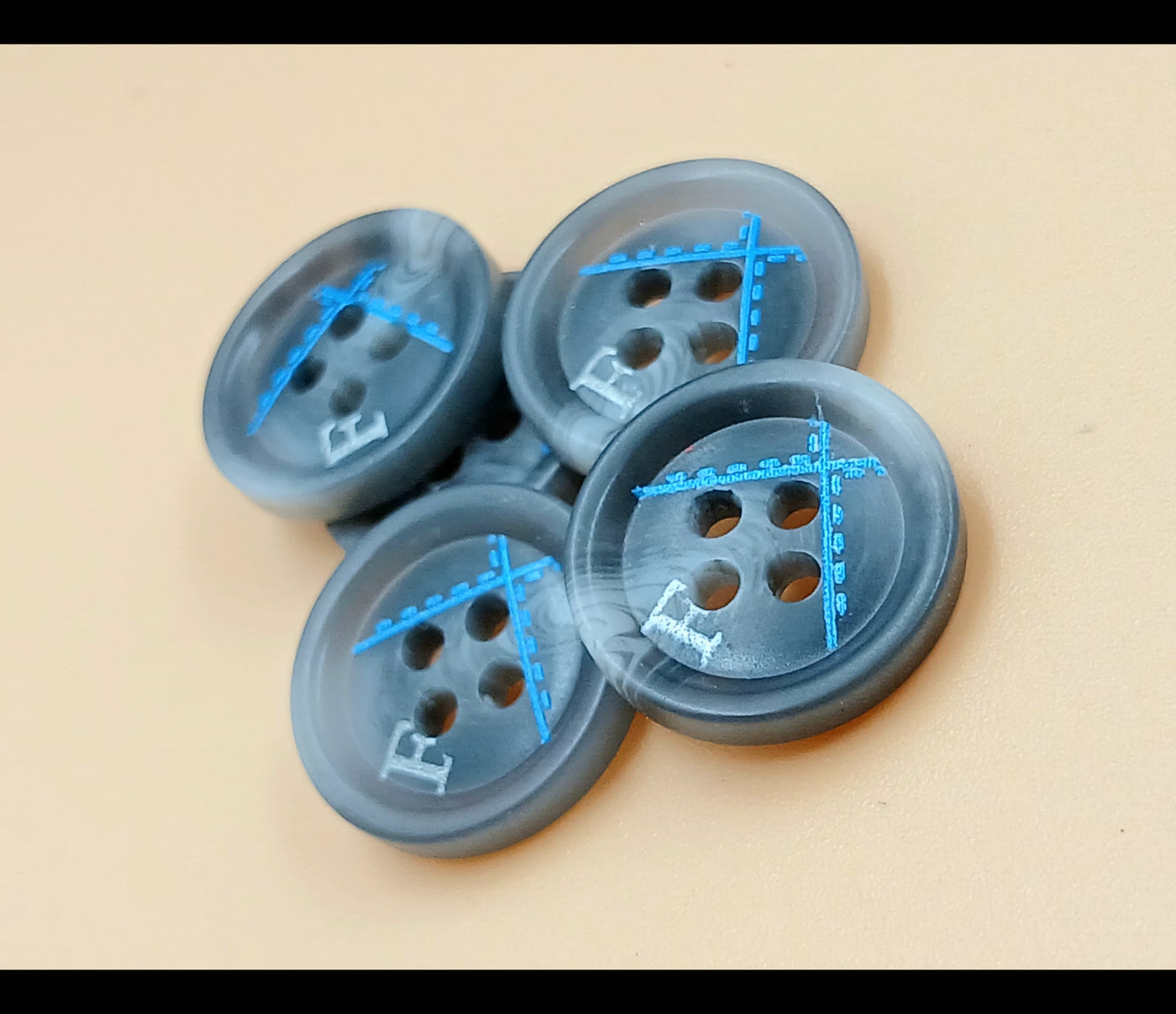 Gray Circular  4 Hole Polyester Buttons 28L