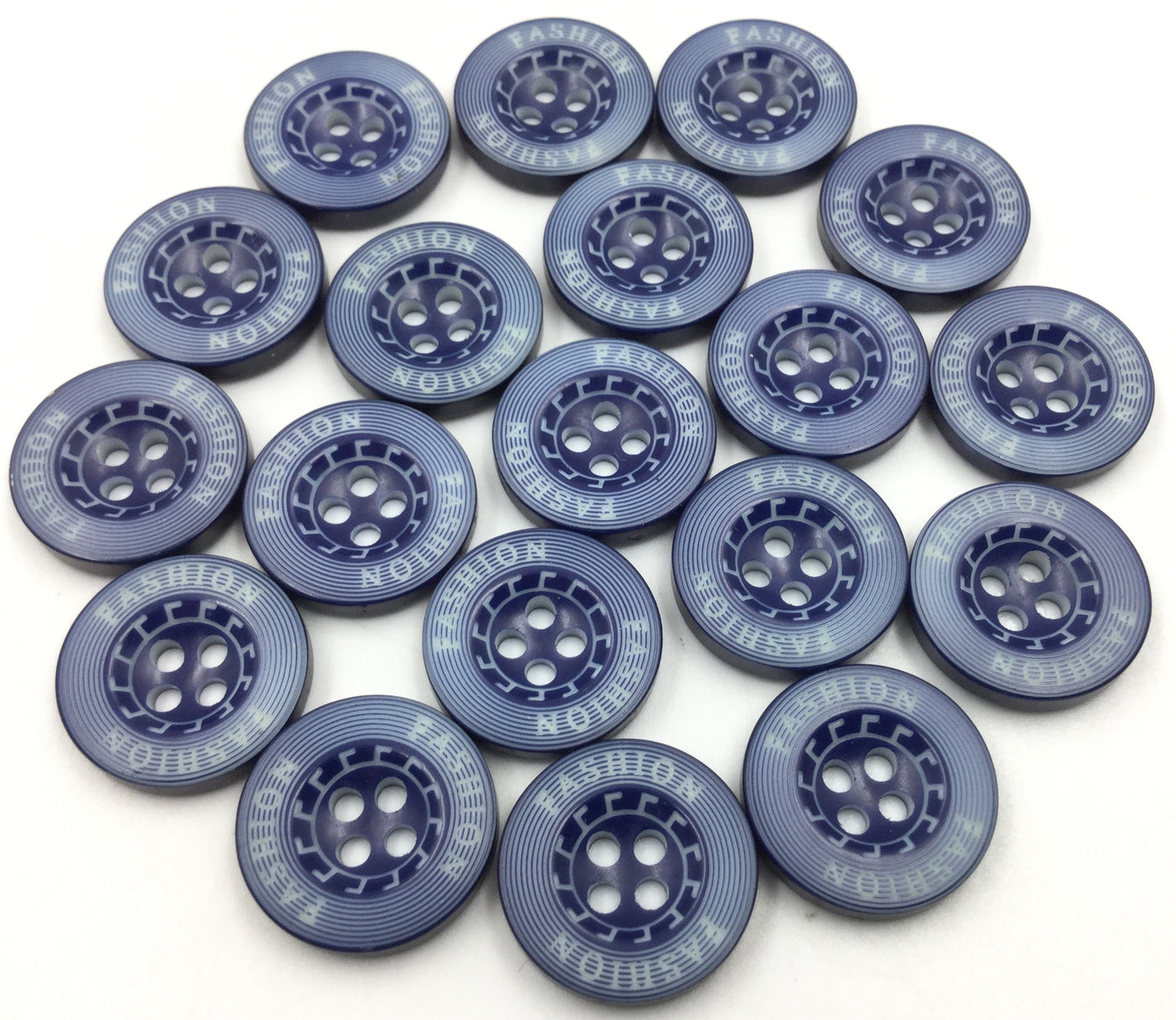 Blue Circular 4 Hole Plastic Buttons