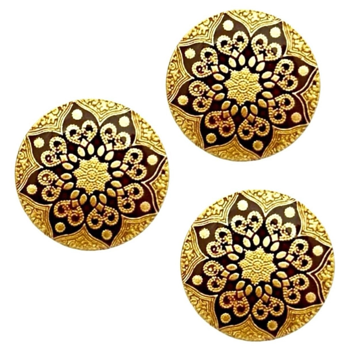 Golden & Maroon Circular Sherwani Metal Buttons