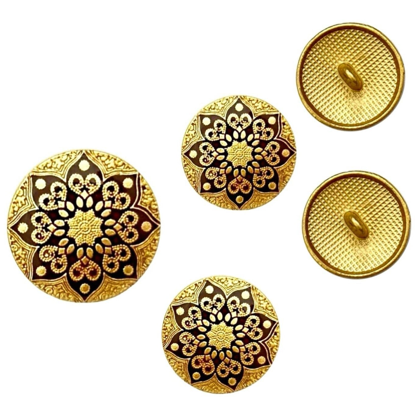 Golden & Maroon Circular Sherwani Metal Buttons