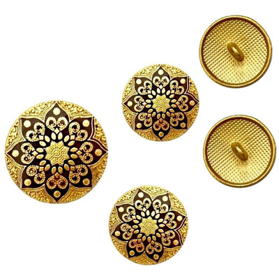 Golden & Maroon Circular Sherwani Metal Buttons