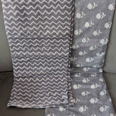 Gray Motifs / Chevron Cotton Fabric Combo