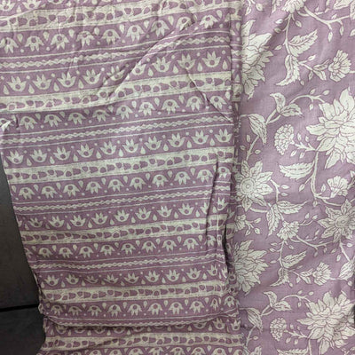 Lavender & White Floral / Stripe Cotton Fabric Combo