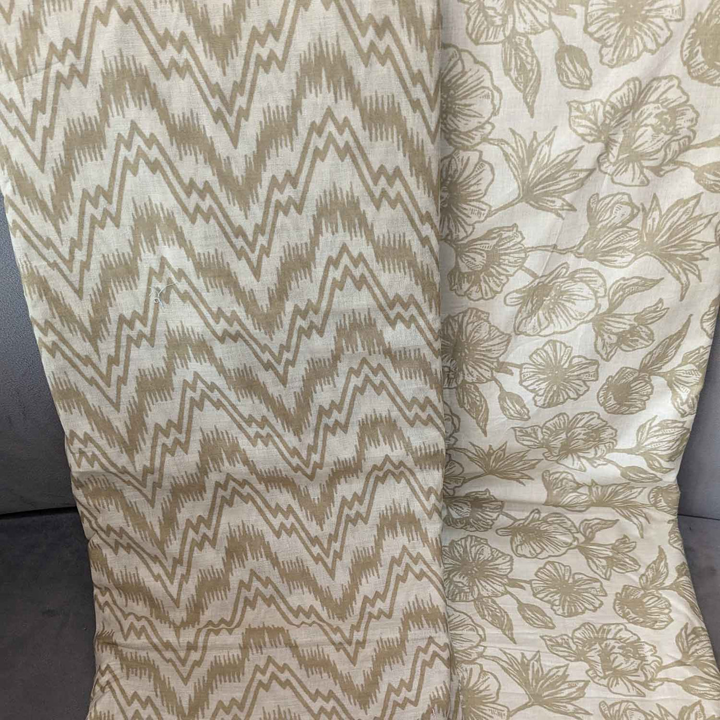 Green & Cream Floral / Chevron Cotton Fabric Combo