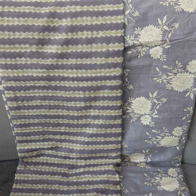 Blue Florals / Stripes Cotton Fabric Combo