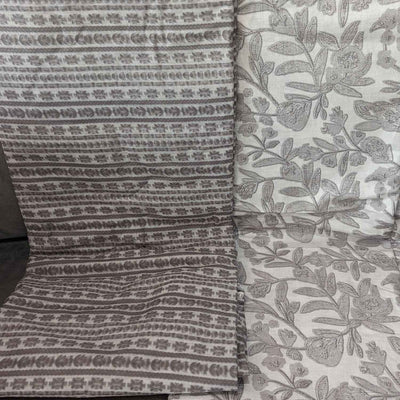 Gray Floral / Stripes Cotton Fabric Combo