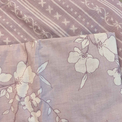 Pink & White Florals / Stripes Cotton Fabric Combo