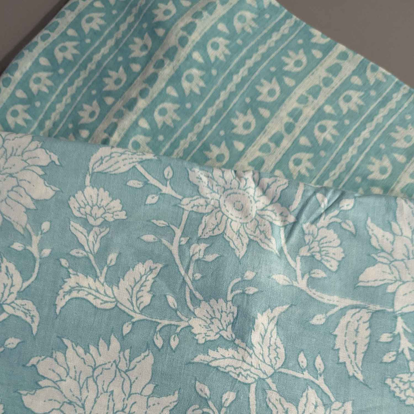 Blue & White Floral / Traditional Cotton Fabric Combo