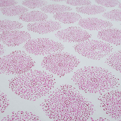 Pink & White Motifs Printed Cotton Rayon Fabric