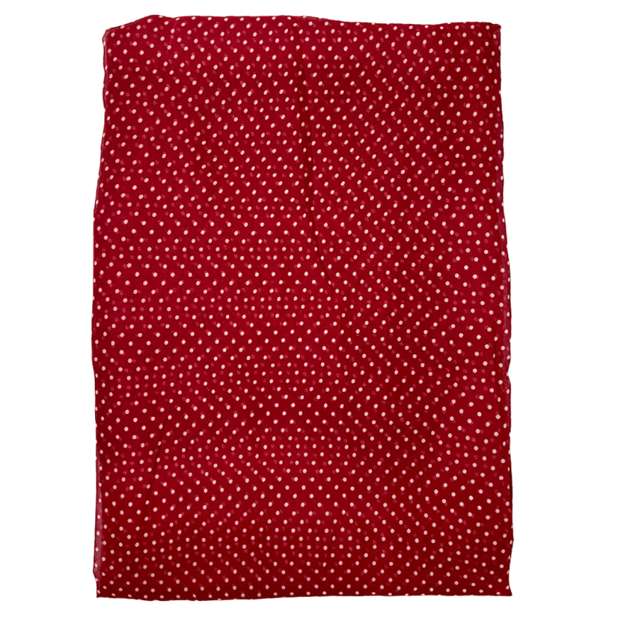 Red & White Polka Dot Printed Georgette Fabric