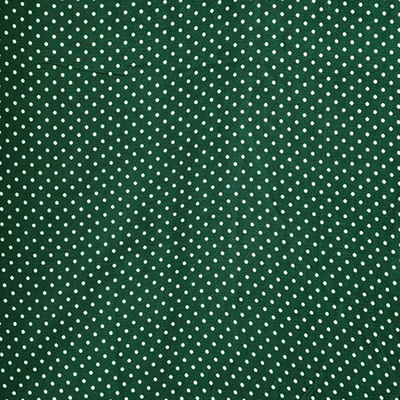 Dark Green & White Polka Dot Printed Georgette Fabric (Wholesale)