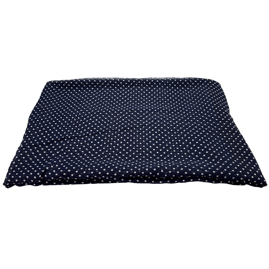 Navy Blue & White Polka Dot Printed Georgette Fabric