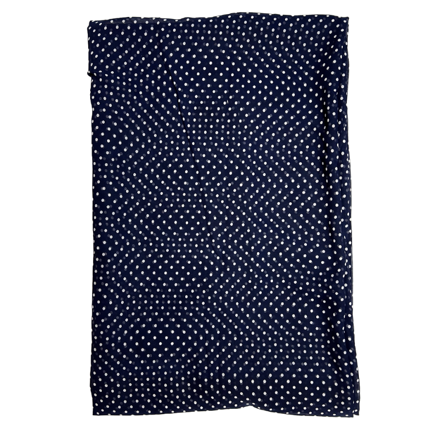 Navy Blue & White Polka Dot Printed Georgette Fabric