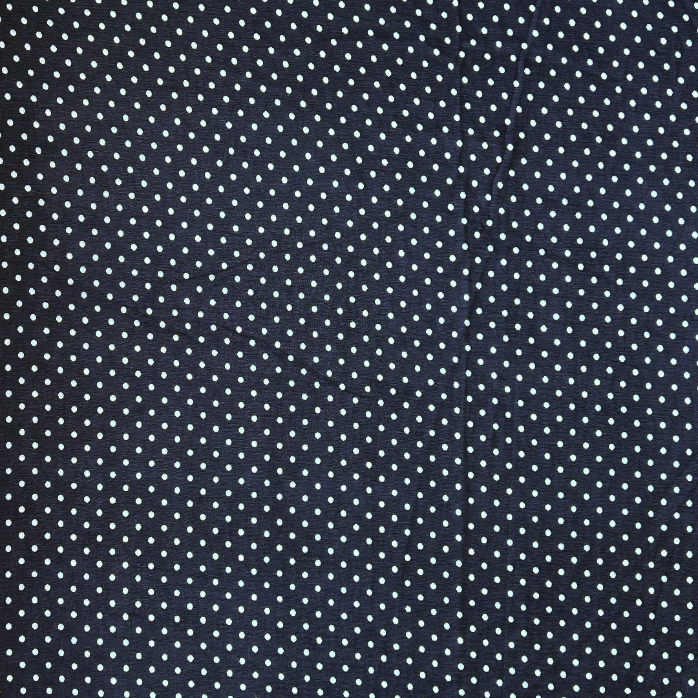 Navy Blue & White Polka Dot Printed Georgette Fabric