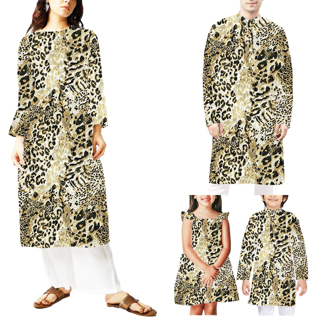 Black & Brown Animal Printed Georgette Fabric (Wholesale)