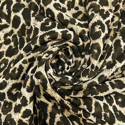 Black & Cream Abstract Animal Printed Georgette Fabric (Wholesale)