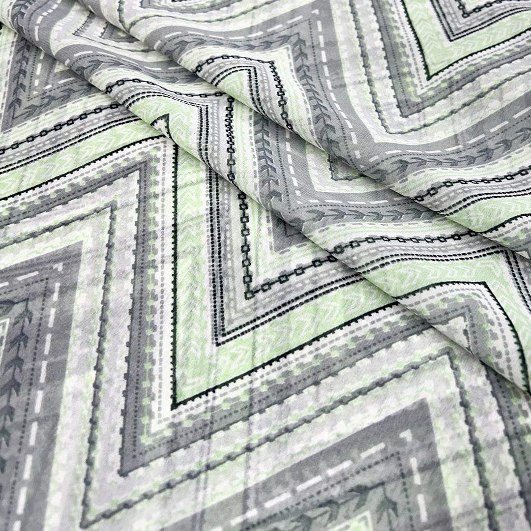 Multicolor Chevron Printed Georgette Fabric
