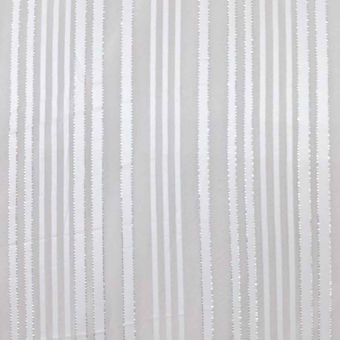 Gray Stripes Printed Georgette Fabric