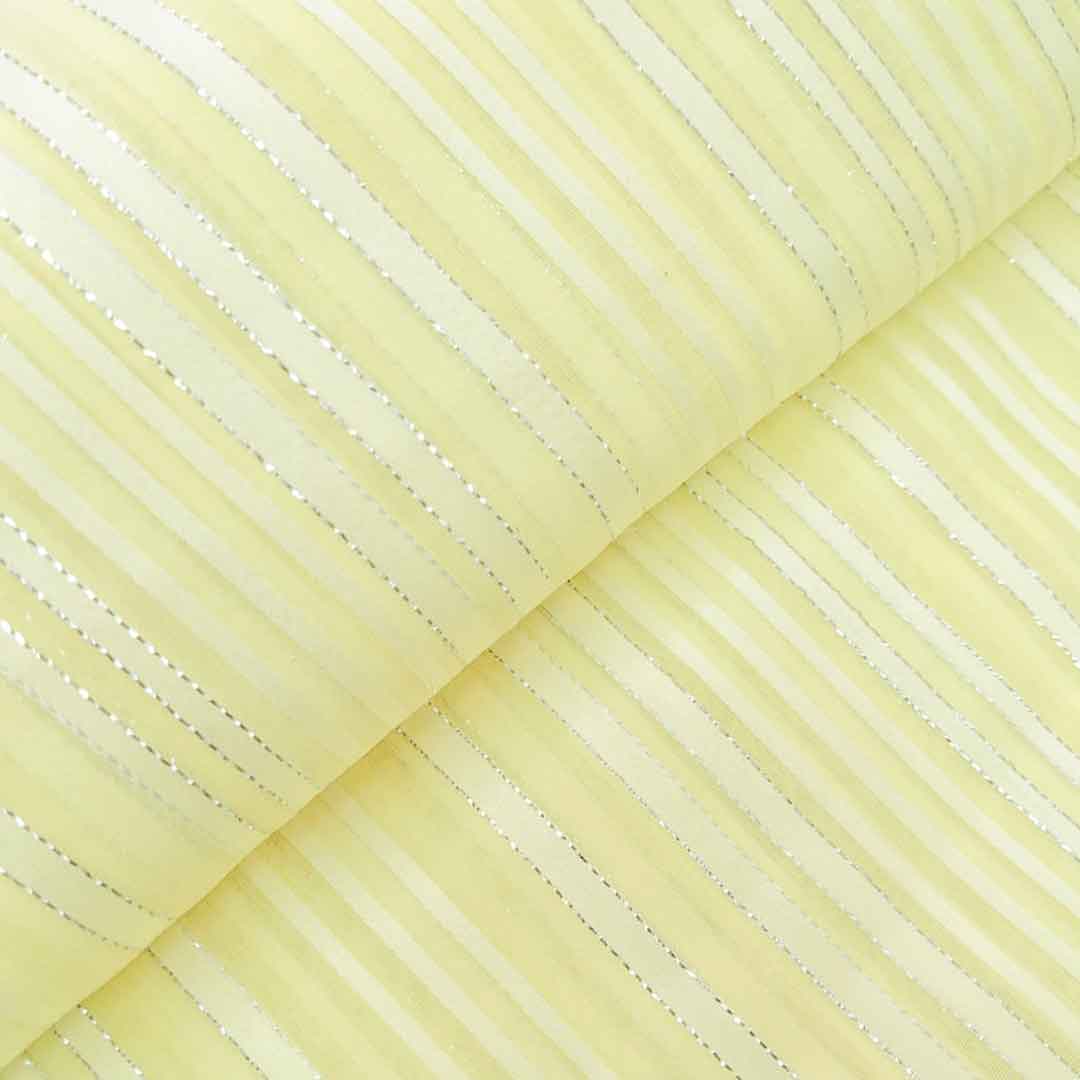 Light Yellow Stripes Printed Georgette Fabric