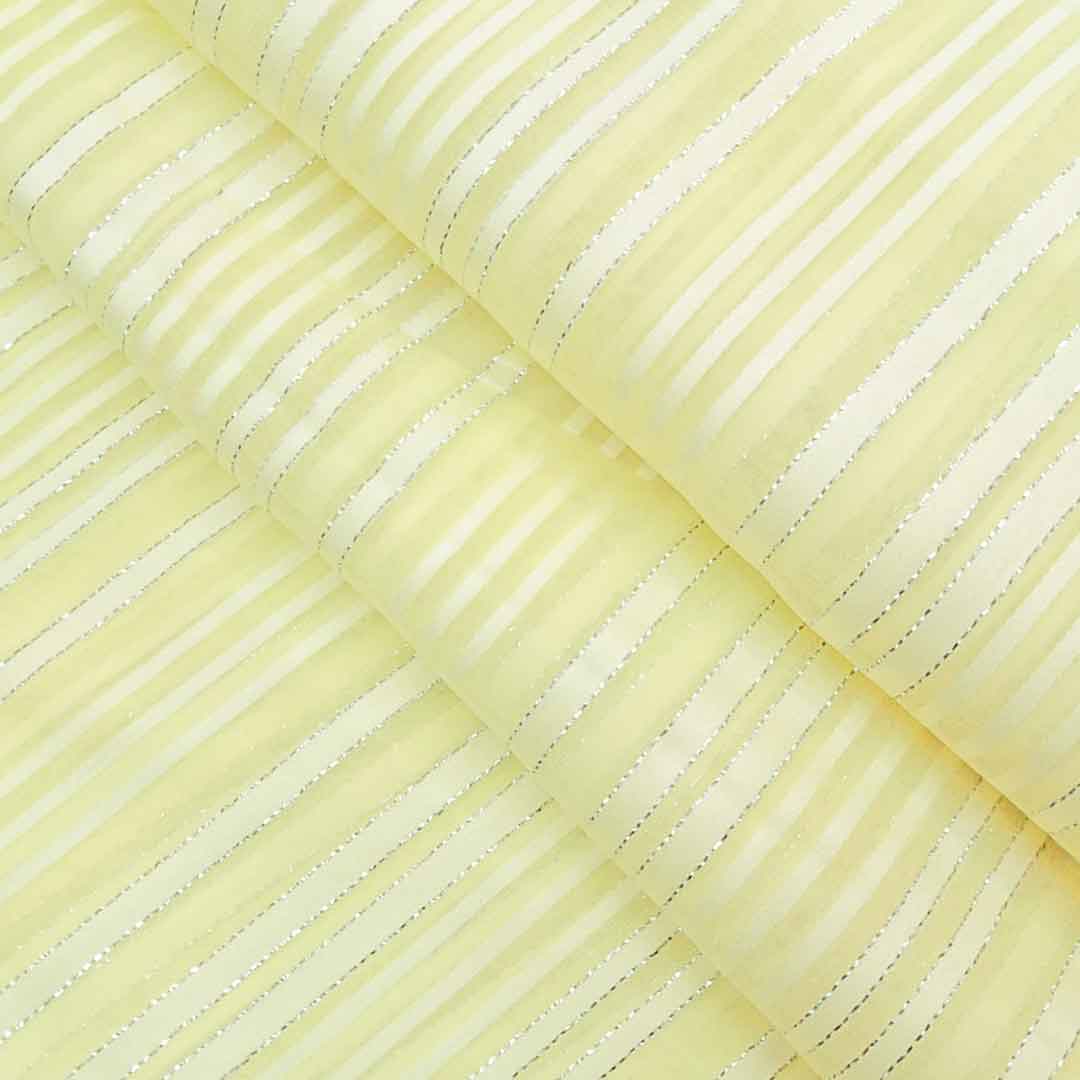 Light Yellow Stripes Printed Georgette Fabric