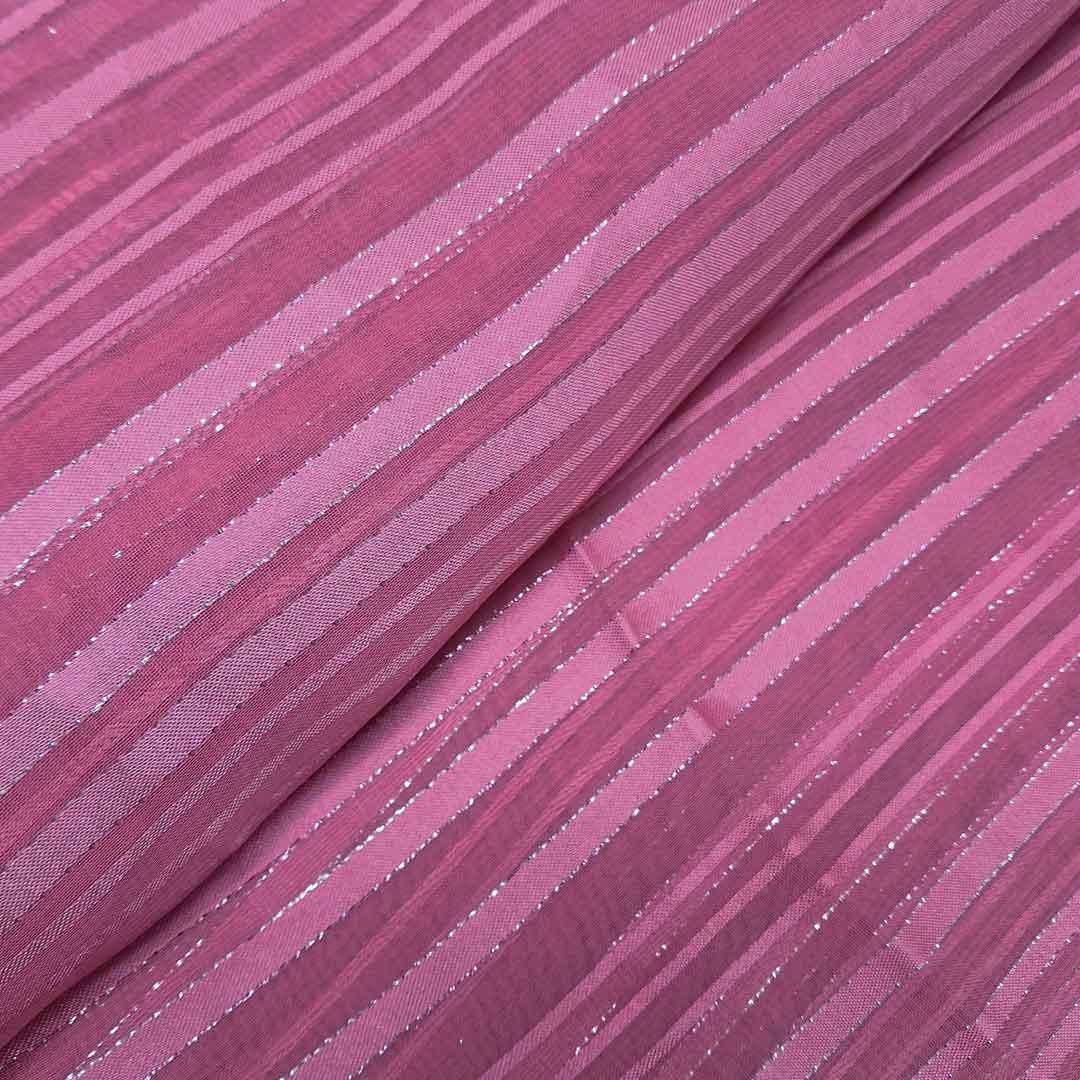 Light Pink Stripes Printed Georgette Fabric (Wholesale)